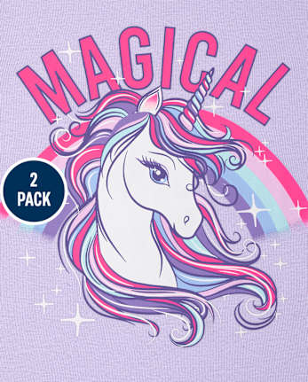Girls Unicorn Rainbow Snug Fit Cotton Pajamas 2-Pack
