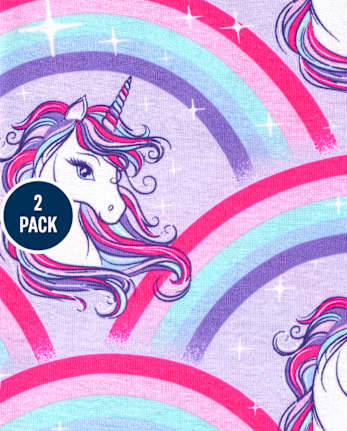 Girls Unicorn Rainbow Snug Fit Cotton Pajamas 2-Pack