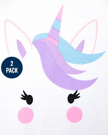 Girls Unicorn Panda Snug Fit Cotton Pajamas 2-Pack