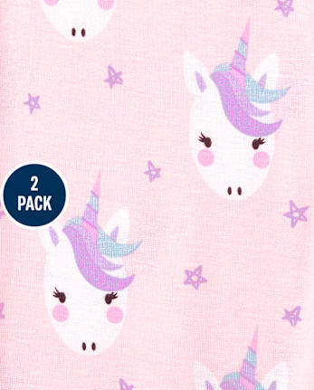 Girls Unicorn Panda Snug Fit Cotton Pajamas 2-Pack
