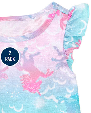 Girls Butterfly Unicorn Nightgown 2-Pack