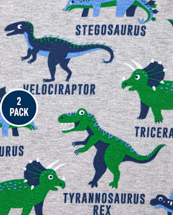 Lot de 2 pyjamas en coton ajustés Dino pour bébés et tout-petits garçons