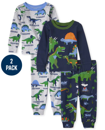 Baby And Toddler Boys Dino Snug Fit Cotton Pajamas 2-Pack