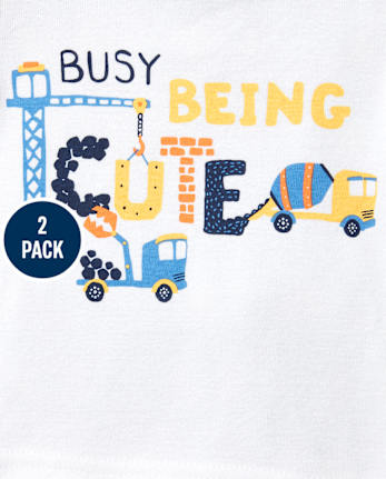 Baby And Toddler Boys Construction Snug Fit Cotton Pajamas 2-Pack