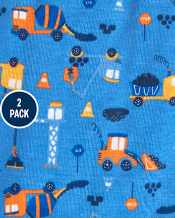 Baby And Toddler Boys Construction Snug Fit Cotton Pajamas 2-Pack