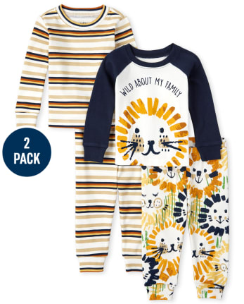 Baby And Toddler Boys Lion Snug Fit Cotton Pajamas 2-Pack