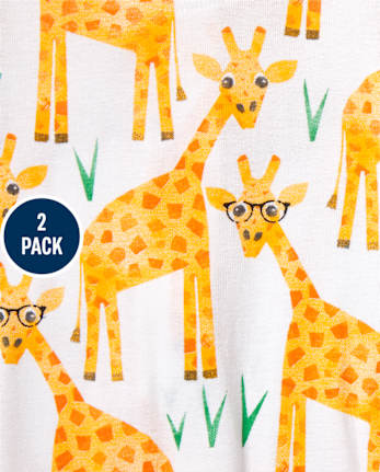 Baby And Toddler Monkey Giraffe Snug Fit Cotton One Piece Pajamas 2-Pack