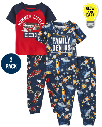 Paquete de 2 pijamas de algodón ajustados Genius Hero para bebés y niños pequeños