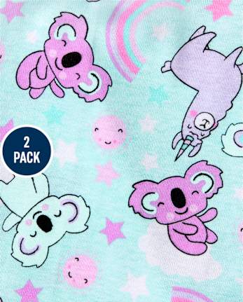 Baby And Toddler Girls Animals Snug Fit Cotton Pajamas 2-Pack