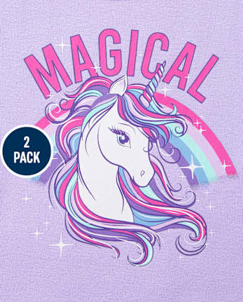 Baby And Toddler Girls Unicorn Cloud Snug Fit Cotton Pajamas 2-Pack