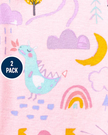 Baby And Toddler Girls Princess Snug Fit Cotton Pajamas 2-Pack