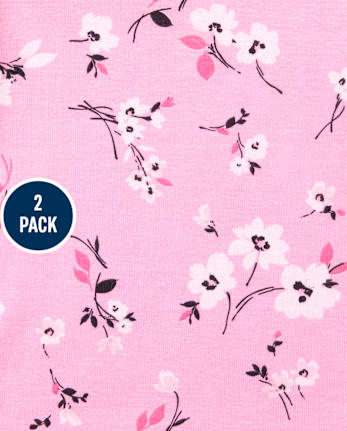 Baby And Toddler Girls Cat Floral Snug Fit Cotton Pajamas 2-Pack