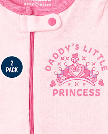 Pyjama une pièce en coton ajusté princesse pour bébés et petites filles, paquet de 2