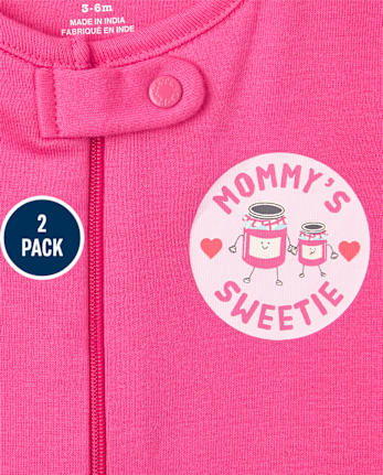 Baby And Toddler Girls Breakfast Snug Fit Cotton One Piece Pajamas 2-Pack