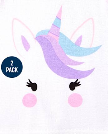 Baby And Toddler Girls Unicorn Panda Snug Fit Cotton Pajamas 2-Pack