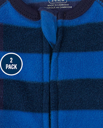 Pijamas de una pieza de forro polar de construcción para bebés y niños pequeños, paquete de 2