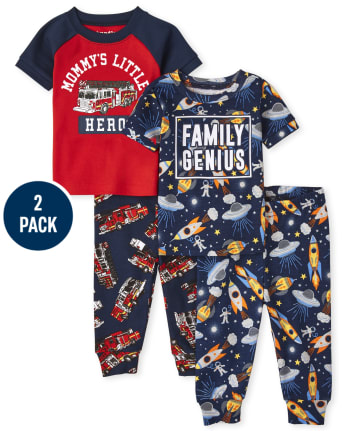 Ensemble de 2 pyjamas en coton ajustés Glow Genius Hero pour bébés et tout-petits garçons