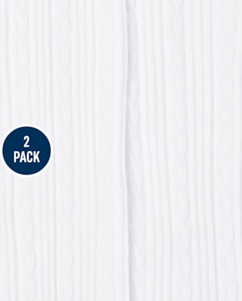 Girls Cable Knit Tights 2-Pack