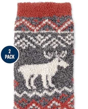 Kids Matching Family Buffalo Plaid Cozy Socks 2-Pack