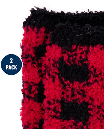 Lot de 2 paires de chaussettes douillettes assorties à carreaux Buffalo unisexe pour tout-petits