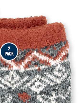 Lot de 2 paires de chaussettes douillettes assorties à carreaux Buffalo unisexe pour tout-petits