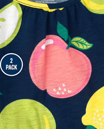 Paquete de 2 vestidos de diario con frutas para niñas pequeñas