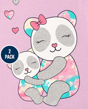 Lot de 2 hauts motif panda et papillon pour petites filles