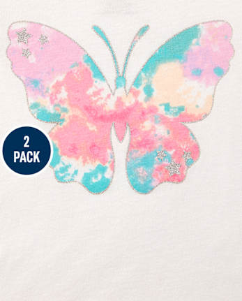 Lot de 2 hauts motif panda et papillon pour petites filles