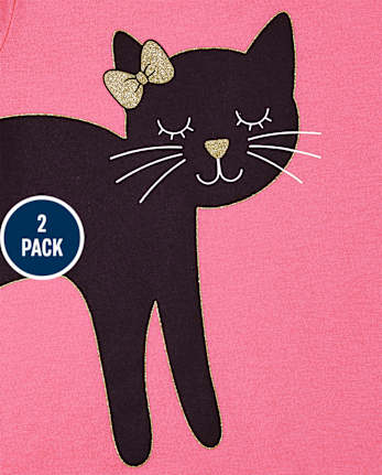 Toddler Girls Sassy Cat Top 2-Pack