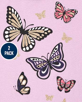 Pack de 2 tops con mariposas para niñas pequeñas
