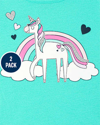 Toddler Girls Dino Unicorn Top 2-Pack