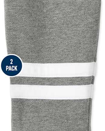 Baby And Toddler Boys Striped Fleece Jogger Pants 2-Pack