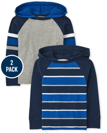 Baby And Toddler Boys Striped Hooded Top 2-Pack