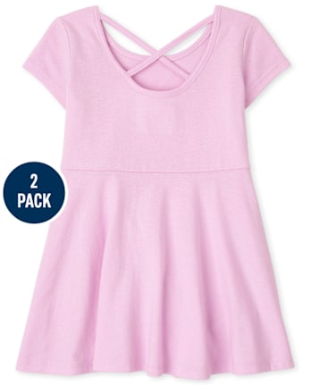 Lot de 2 robes de tous les jours découpées par nœuds pour bébés et petites filles