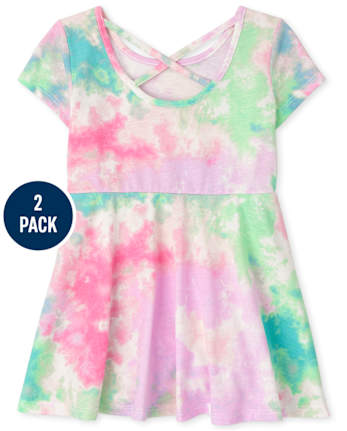 Lot de 2 robes de tous les jours découpées par nœuds pour bébés et petites filles