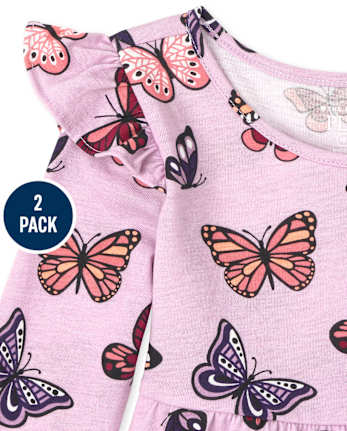 Toddler Girls Butterfly Dot Everyday Dress 2-Pack