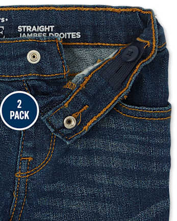 Lot de 2 jeans droits extensibles pour bébé et tout-petit garçon