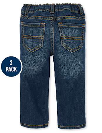 Lot de 2 jeans droits extensibles pour bébé et tout-petit garçon