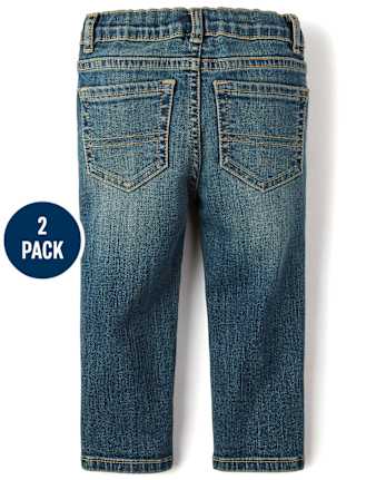 Lot de 2 jeans droits extensibles pour bébé et tout-petit garçon