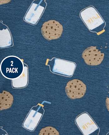 Baby And Toddler Boys Milk And Cookies Snug Fit Cotton Pajamas 2-Pack