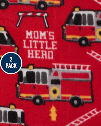 Baby And Toddler Boys Fire Truck Fleece One Piece Pajamas 2-Pack