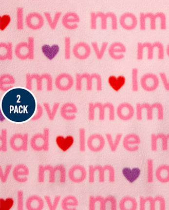 Paquete de 2 pijamas de una pieza de forro polar Love para bebés y niñas pequeñas