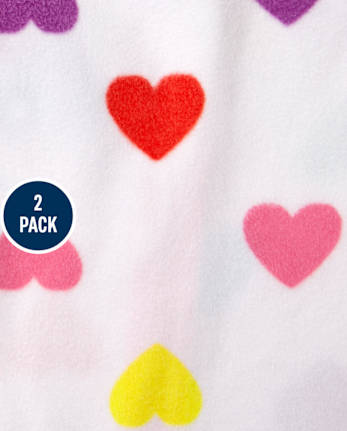 Paquete de 2 pijamas de una pieza de forro polar Love para bebés y niñas pequeñas