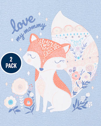 Baby And Toddler Girls Fox Fairisle Snug Fit Cotton Pajamas 2-Pack