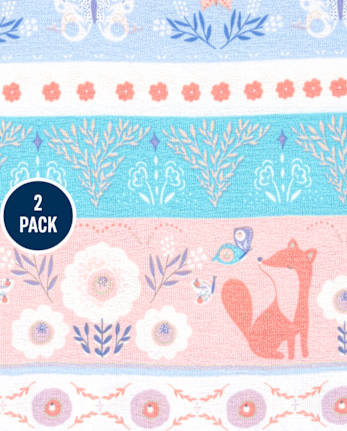 Baby And Toddler Girls Fox Fairisle Snug Fit Cotton Pajamas 2-Pack