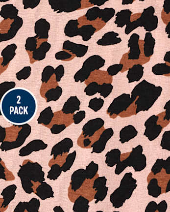 Lot de 2 pyjamas une pièce en coton ajustés léopard pour bébés et petites filles