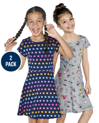 Girls Print Everyday Dress 2-Pack
