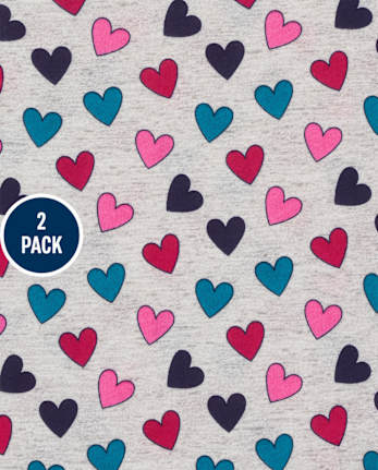 Pack de 2 tops con corazón de arcoíris para niña