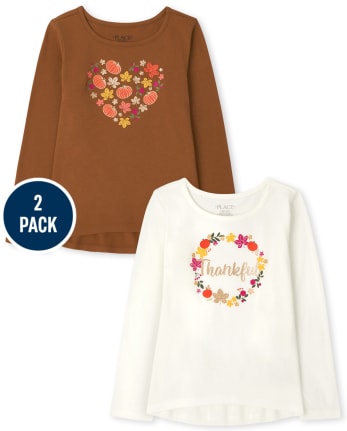 Paquete de 2 camisetas de Acción de Gracias para niñas