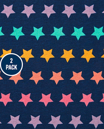 Pack de 2 tops con estrella arcoíris para niña